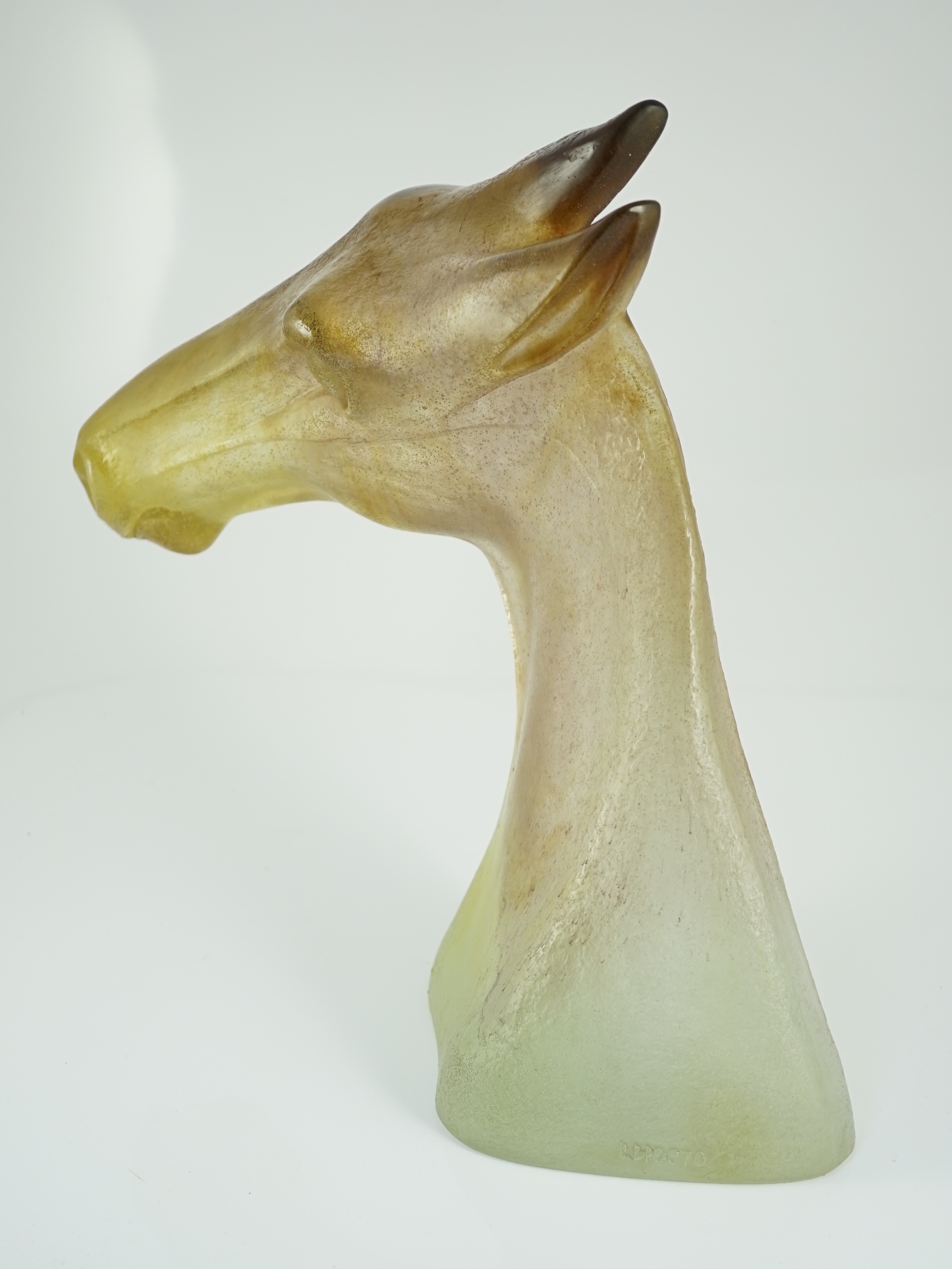 A large Daum pâte-de-verre model of ‘Appaloosa’ horse's head, designed by Claude L’Hoste (1929-2009)